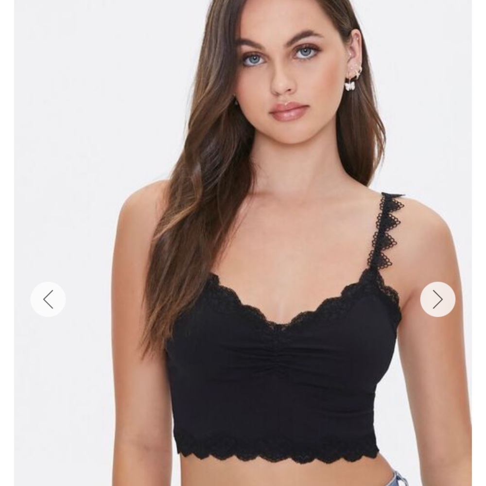 Seamless Lace-Trim Bralette